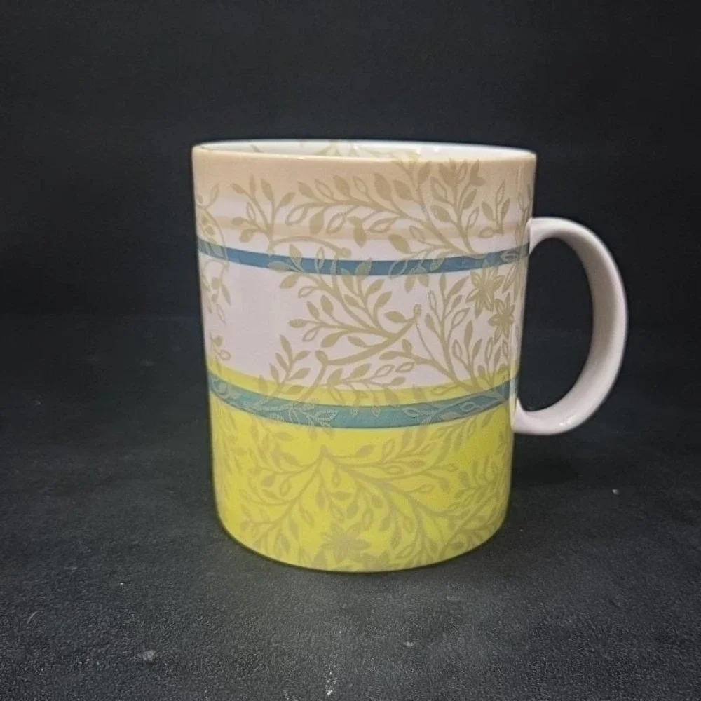 Starbucks Zen‎ Coffee Cup, Vintage Inspired Teal & Green Leaf Design, Drinkware